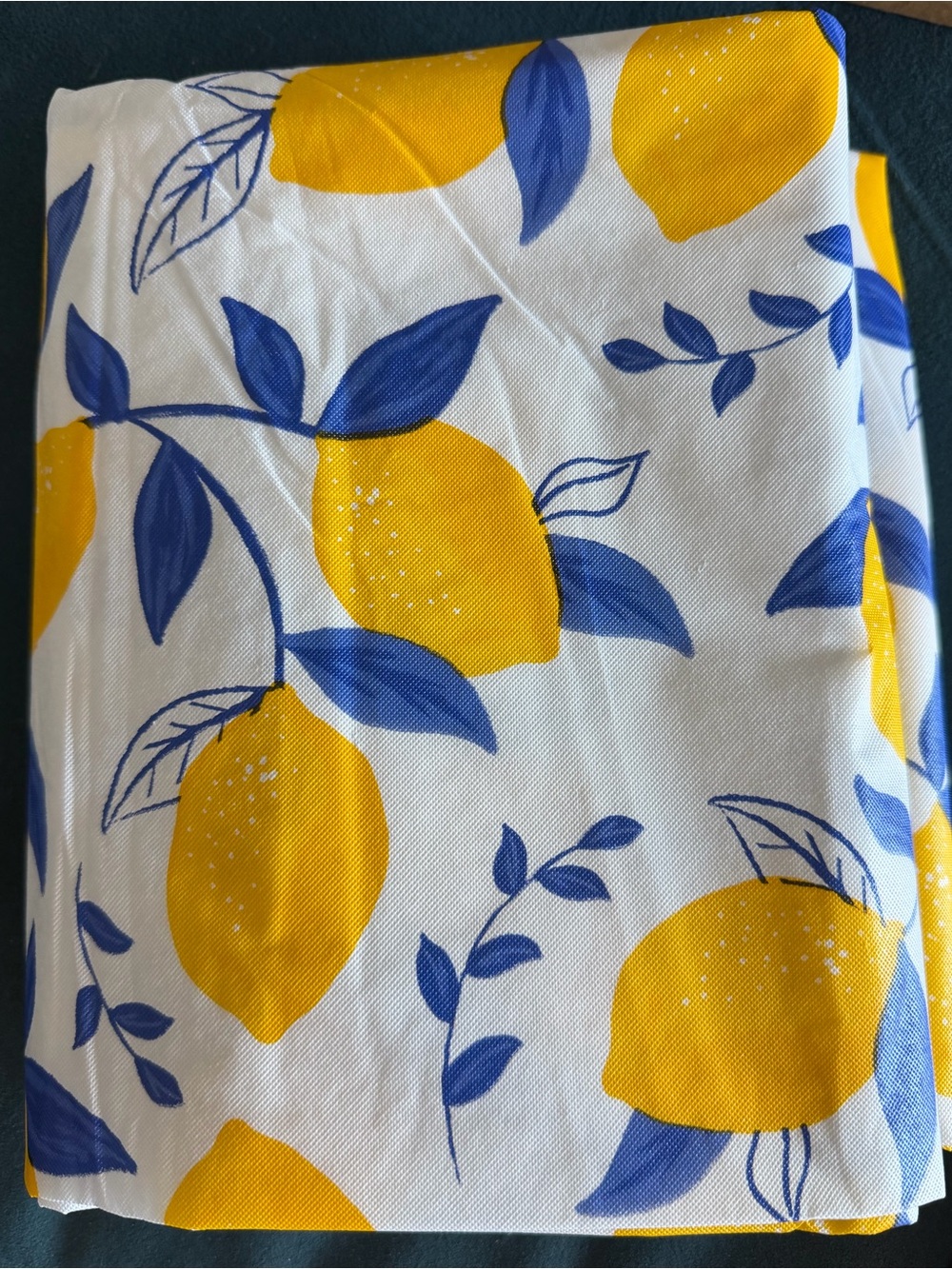 Lemon Print Table Runner coth - Yellow & Blue